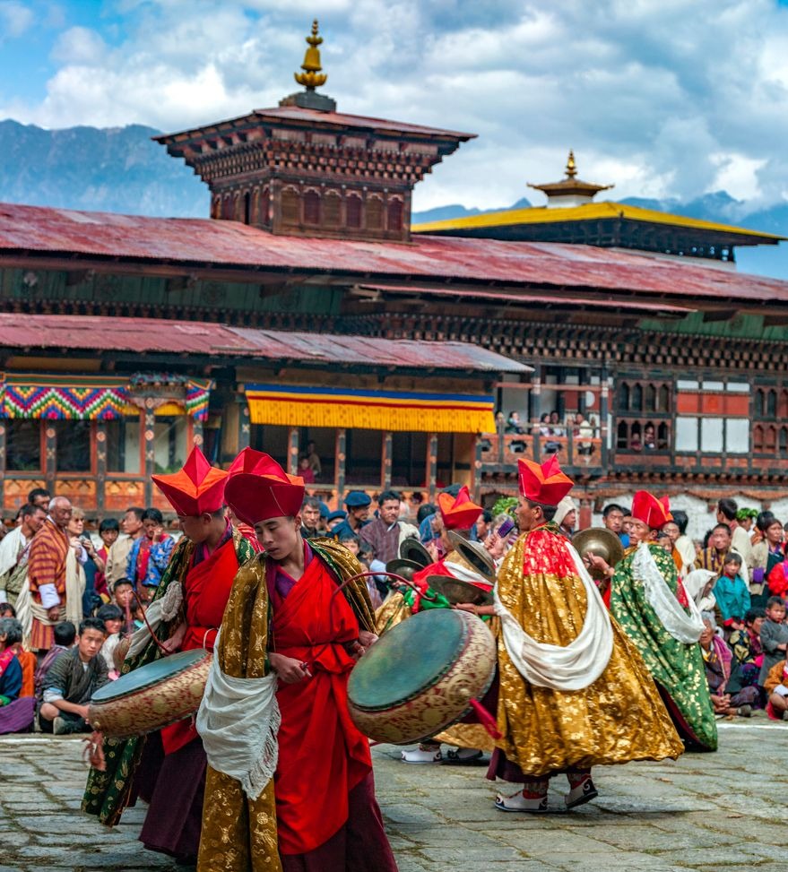 Musician at the Paro Tshechu in the Kingdom of Bhutan