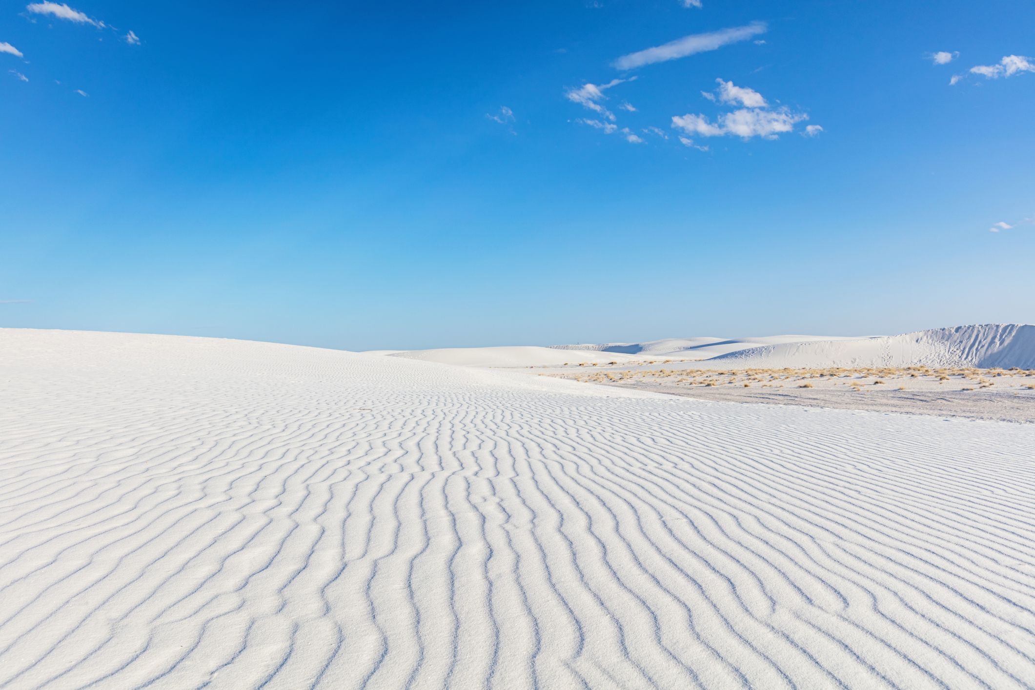 New Mexico White Sands National Monument white rippled desert dunes