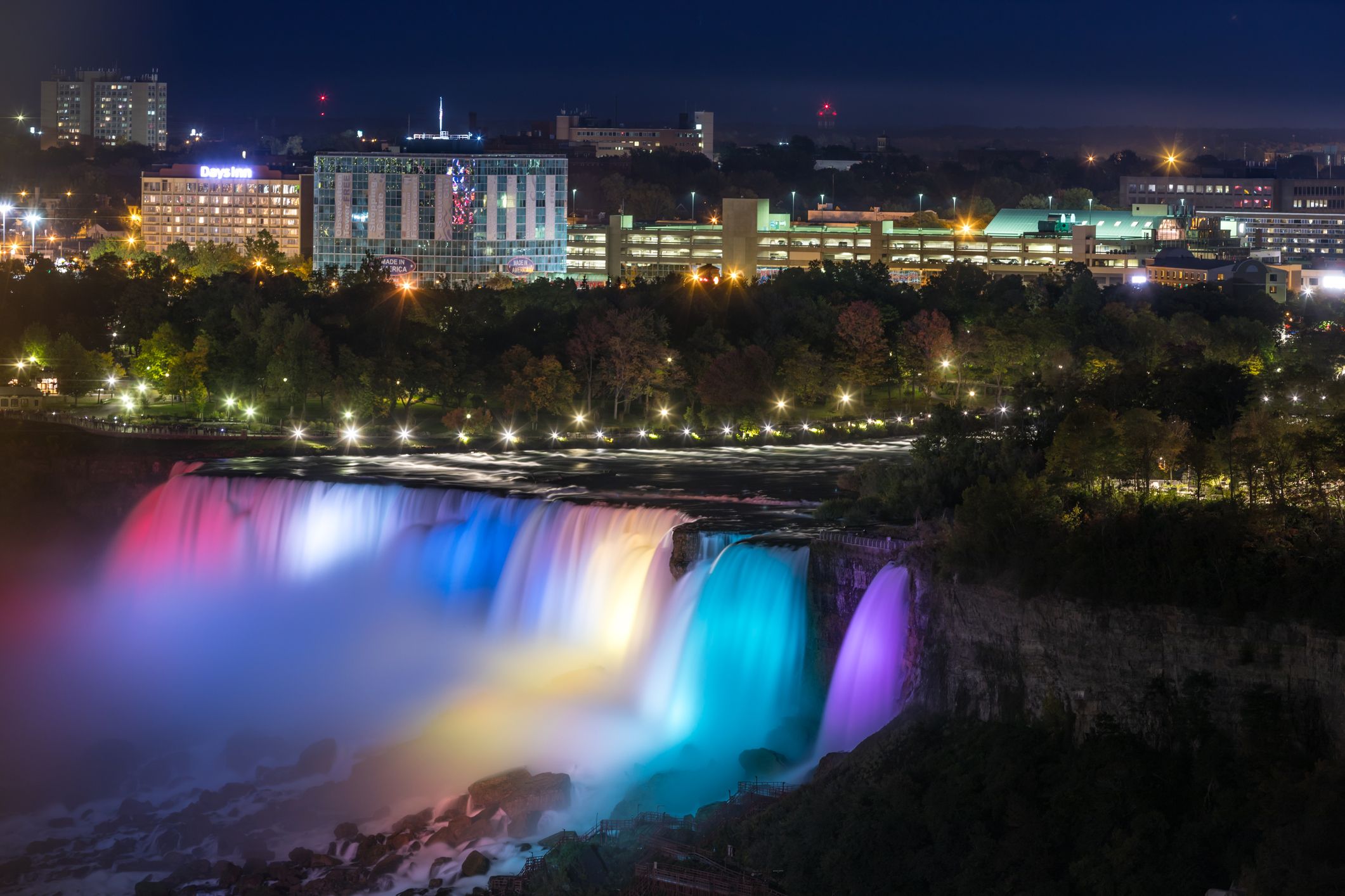 Niagara Falls Illuminated at Night