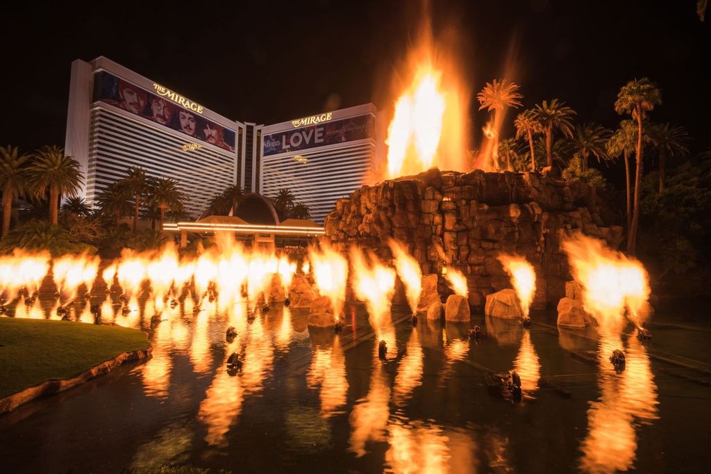 The Mirage Volcano show on the Las Vegas Strip, Nevada, USA
