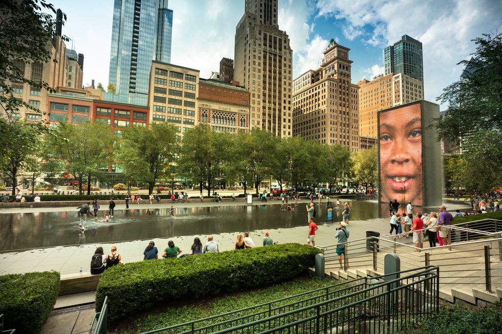 Crown Fountain in Downtown Chicago Illinois