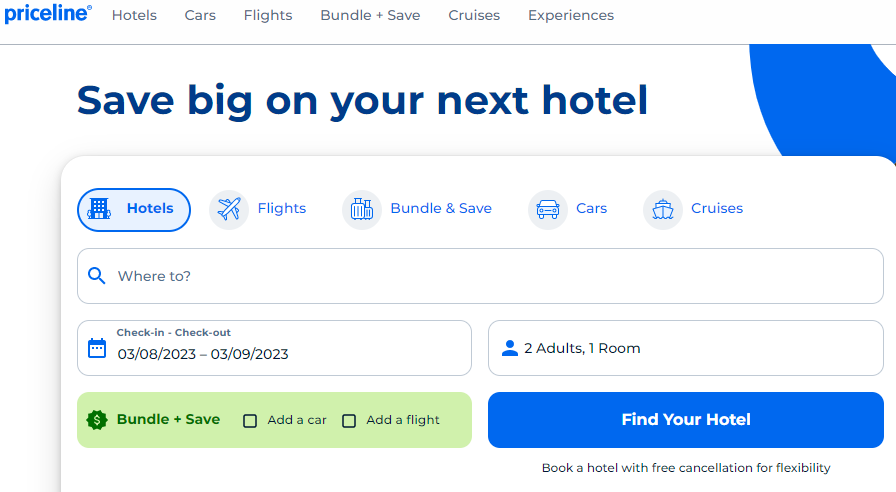 Priceline Landing Page