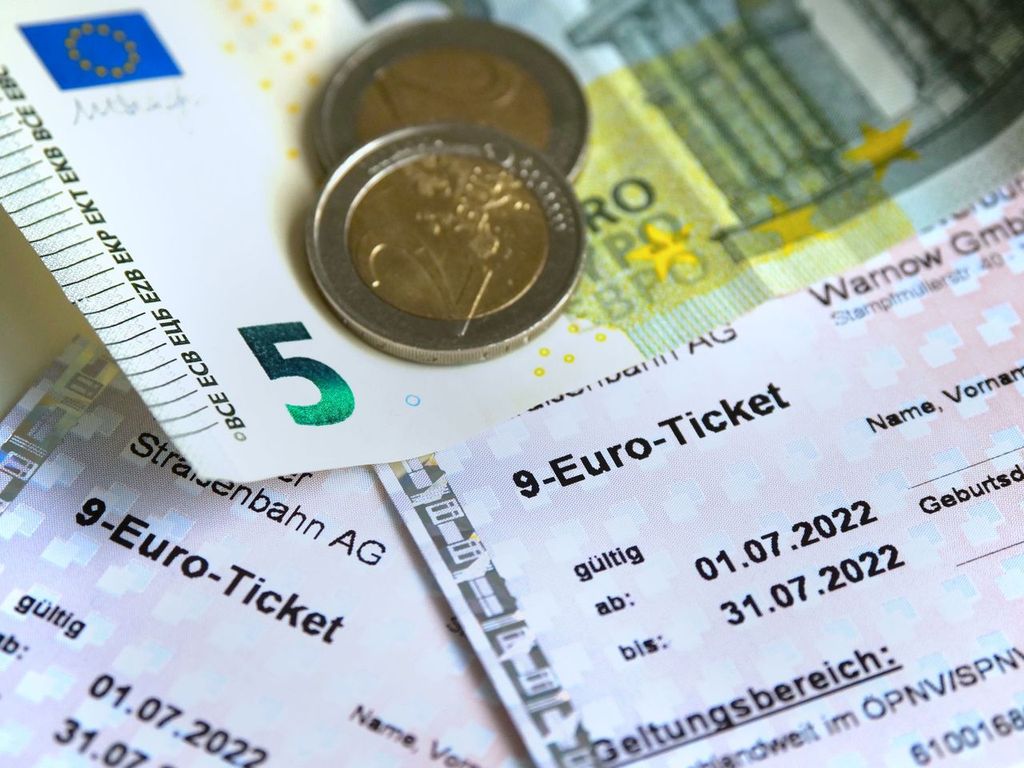 Euro Ticket with euro banknotes 