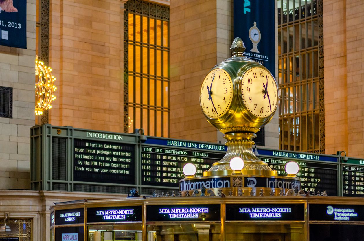 Grand Central Station New York Clock with Timetables.
