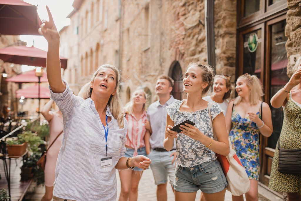 Having a Group Tour Through the City Streets