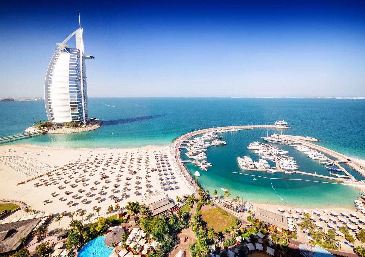 Burj Al Arab Hotel and a marina, Dubai 