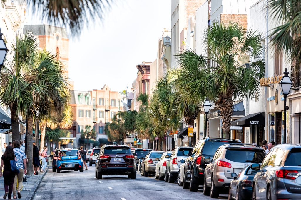 Downtown Charleston King street in South Carolina, USA