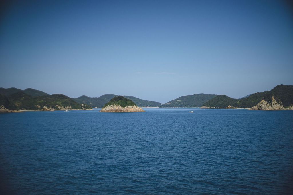 View from the ferry boat connecting Nagasaki City and Narushima Narushima, Fukue Island in the Goto Archipelago