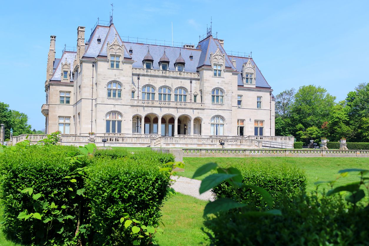 old mansion seen at newport, rhode island, along cliff walk