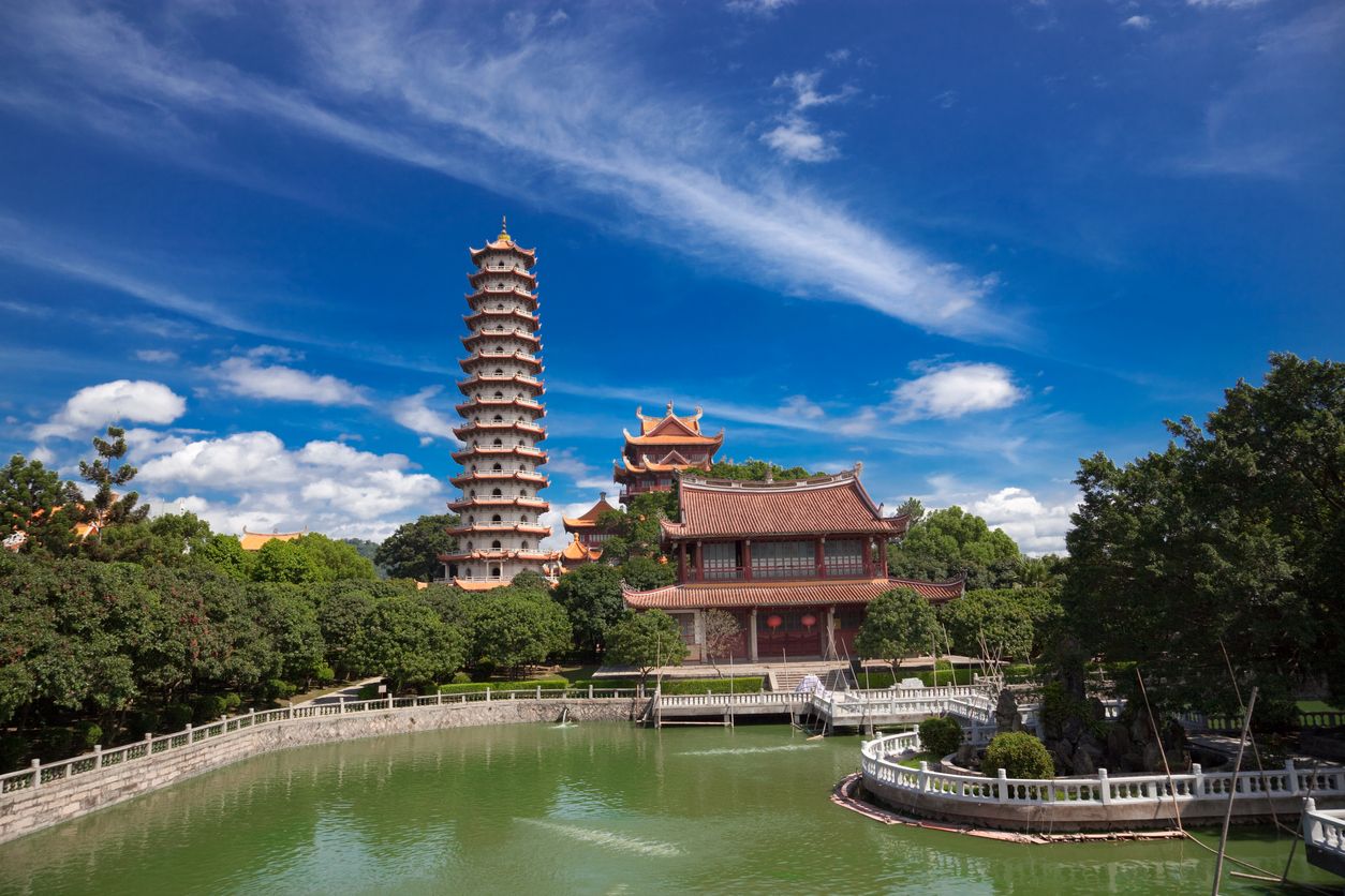 Lakes at the Temple of Xichan in Fuzhou, China