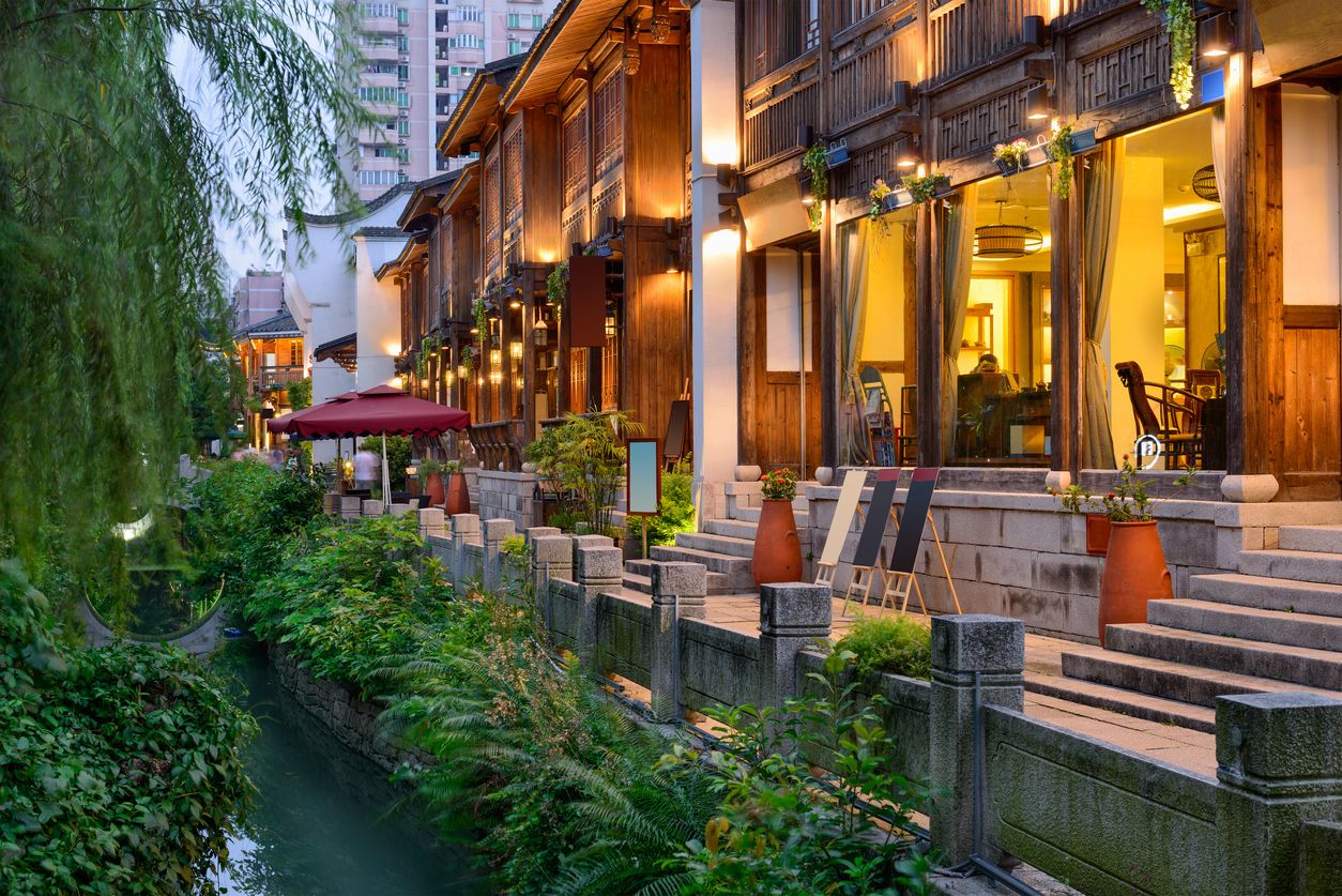 Fuzhou, China at Three Lanes and Seven Alleys traditional shopping district