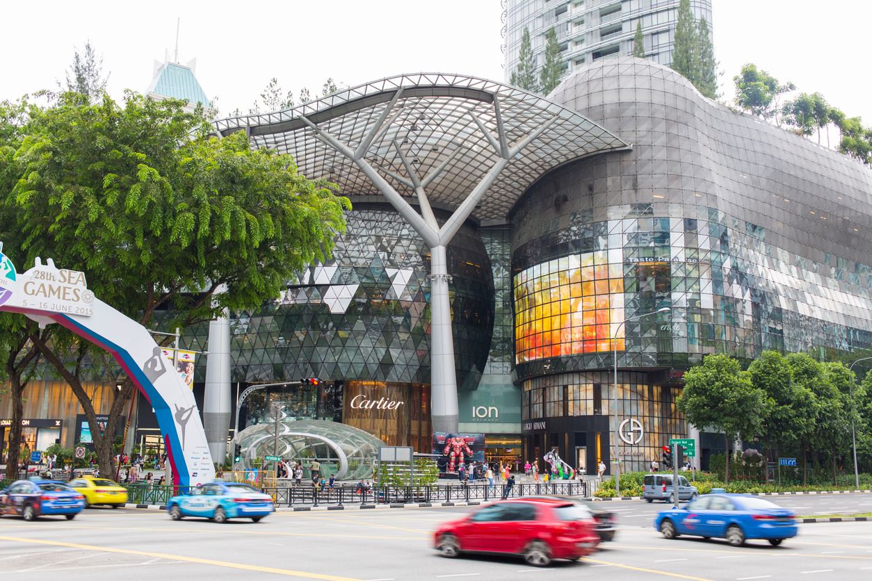 Traffic on the Orchard Road Shopping Street in Singapore