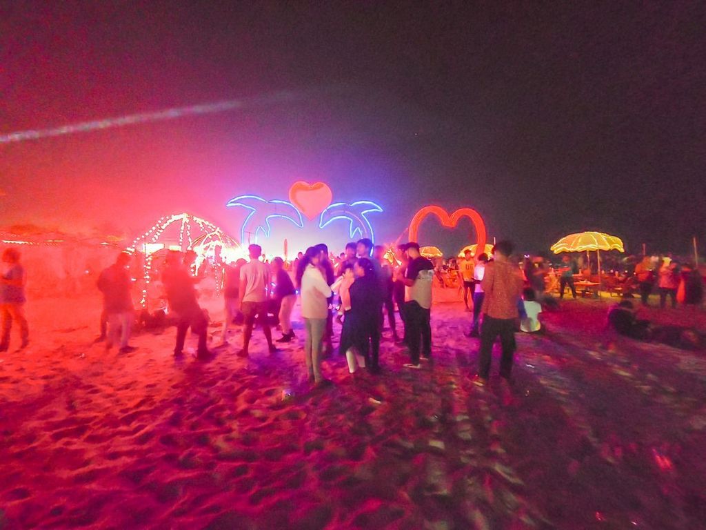 People celebrating New Years Eve in Goa, India