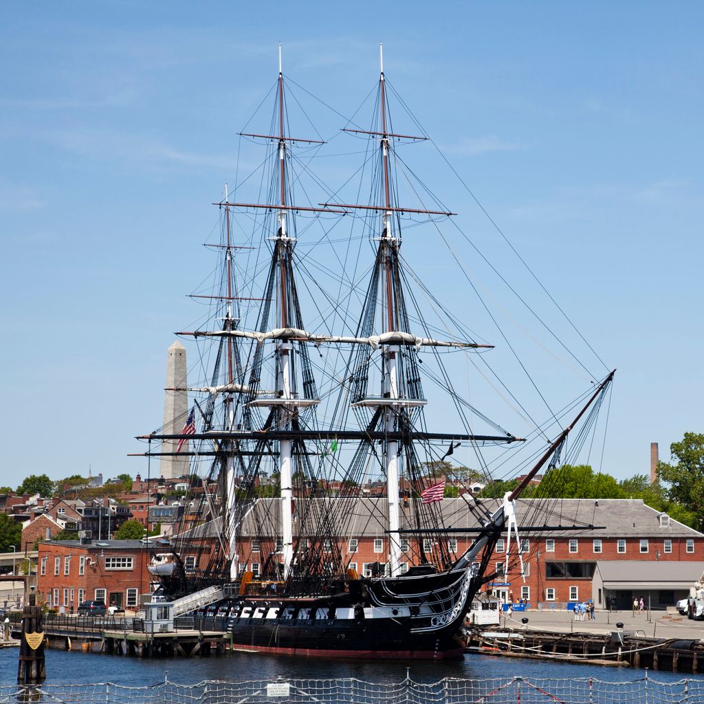 The USS Constitution berthed in Boston Harbor