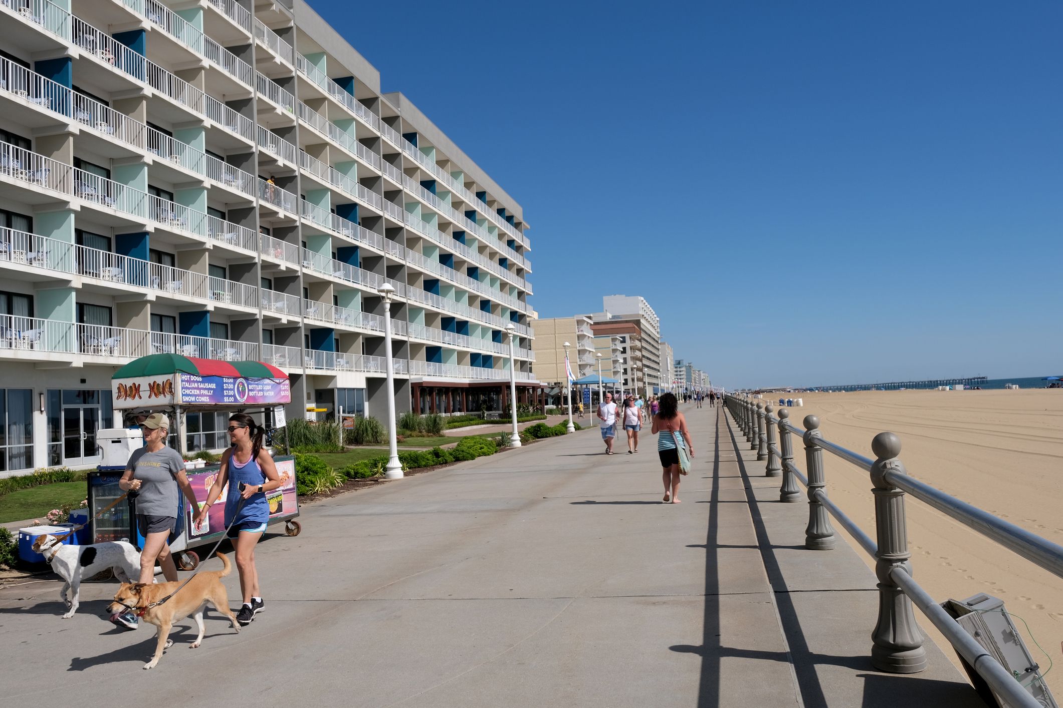 Boardwalk on a early morning at the Virginia Beach, Oceanfront