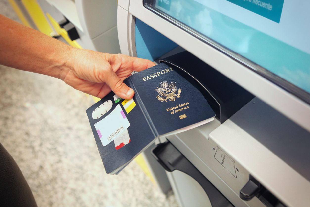 Online check-in counter at the airport