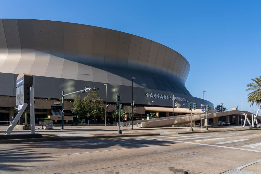Caesars Superdome sign on the building in New Orleans, Louisiana, USA