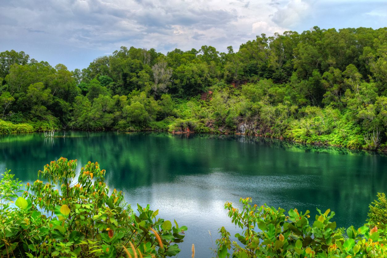 Green Blue water lagoon in Pulau Ubin Singapore