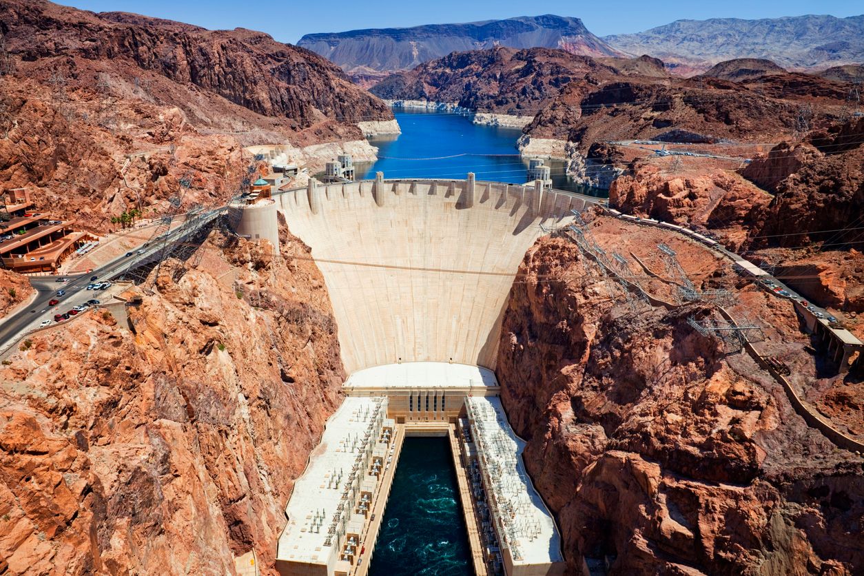 Hoover Dam on the border of Arizona and Nevada, USA.