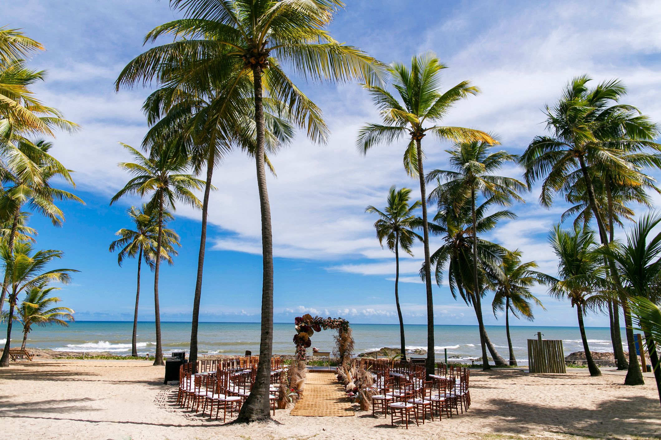 Wedding tropical paradise decoration at the beach in Bahia-Brazil