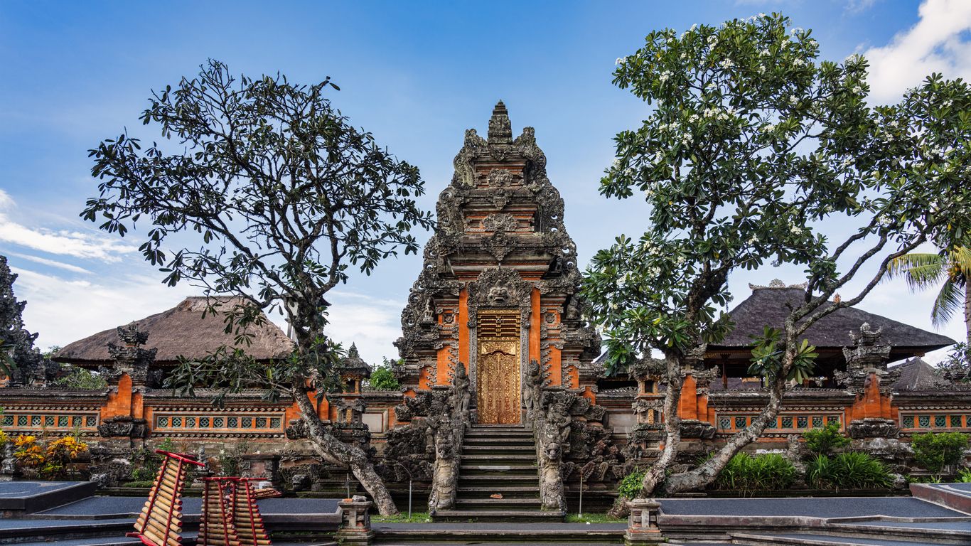 Ubud Hindu Temple Bali Pura Taman Saraswati Water Palace Panorama Indonesia
