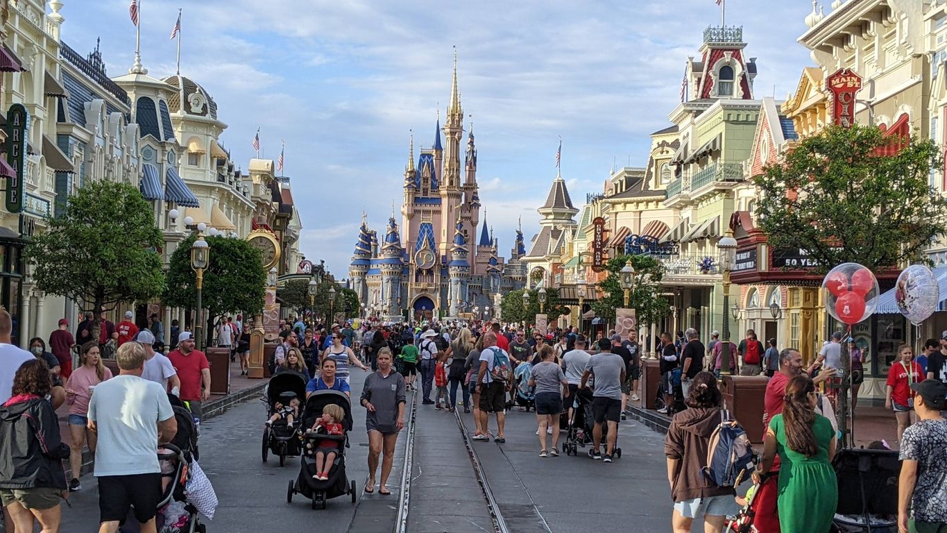 Visitors on Main Street, Magic Kingdom, Walt Disney World, Orlando, Florida
