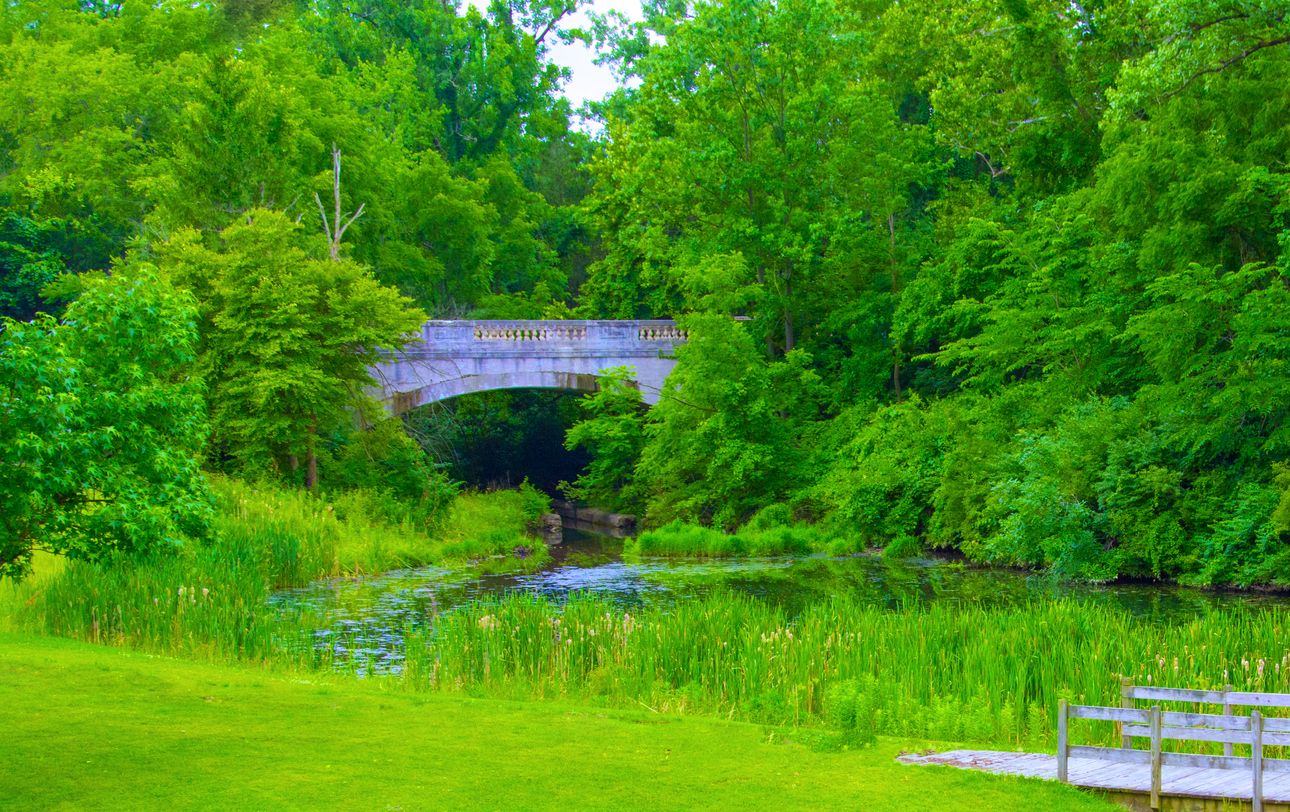 OldStone bridge and pond-Fort Harrison Indiana