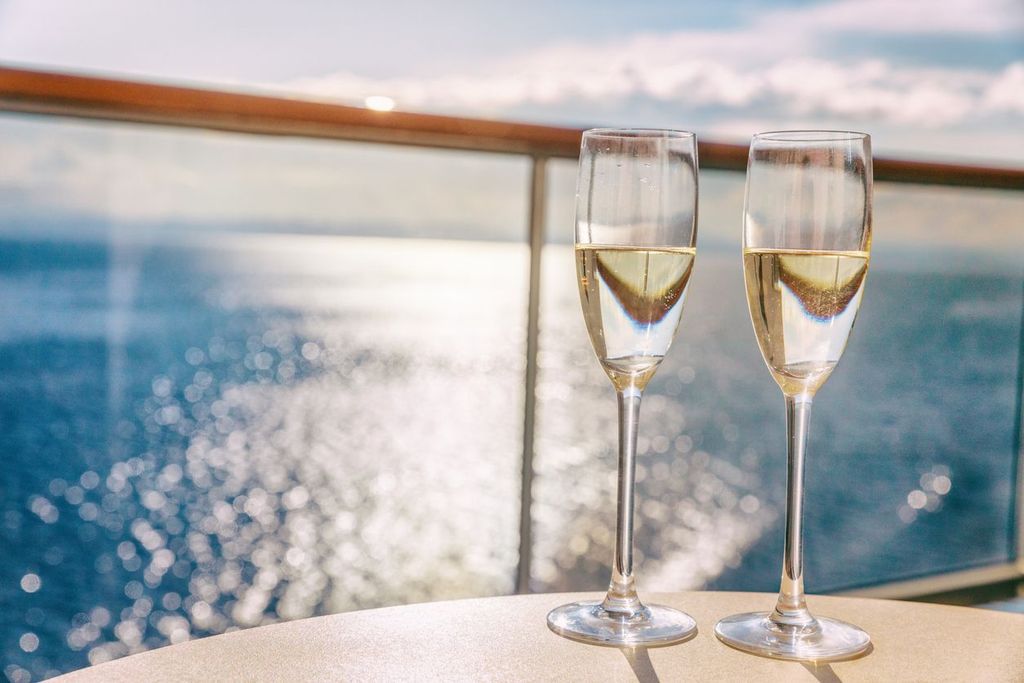 Luxury cruise ship travel champagne glasses