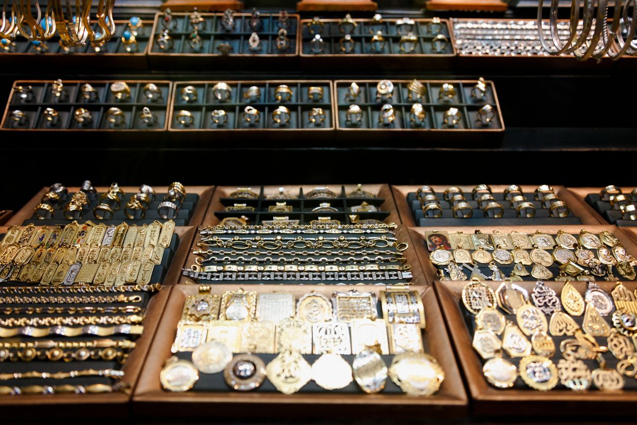 Jewelry at Khan el-Khalili Bazaar in Cairo, Egypt