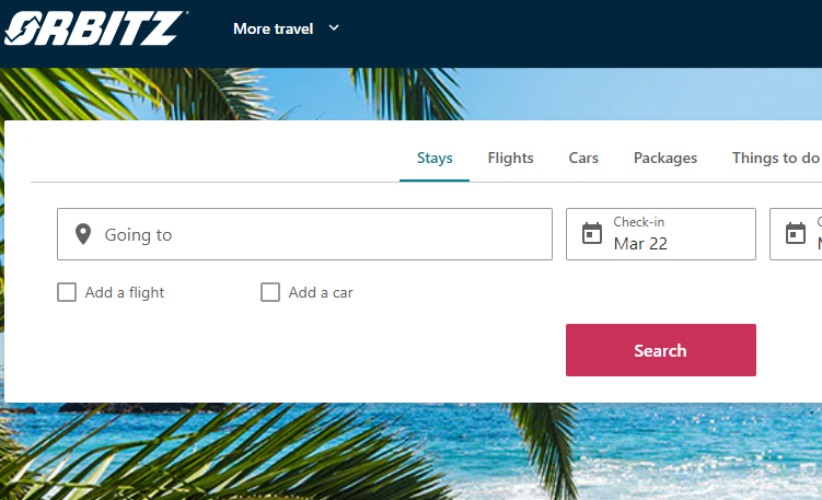 Orbitz Landing Page