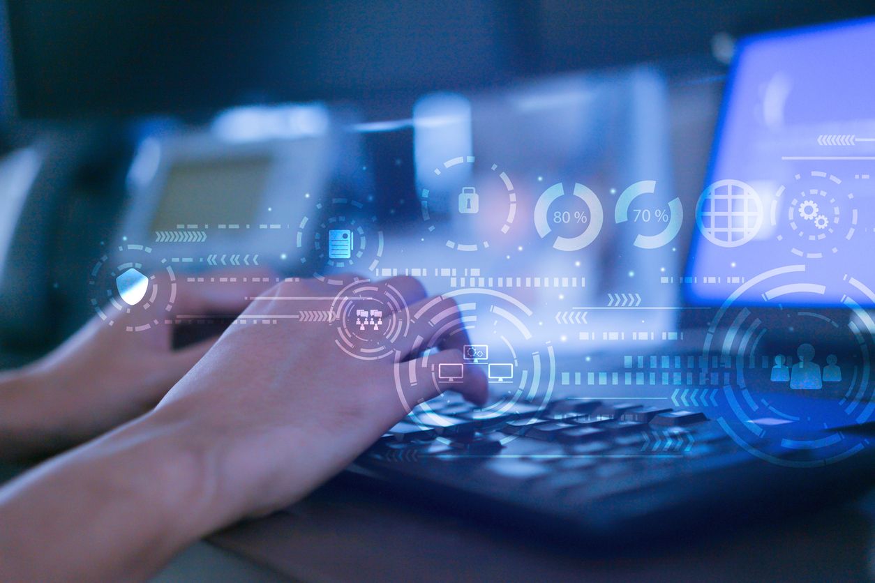 Close up programmer man hand typing on keyboard laptop for register data system