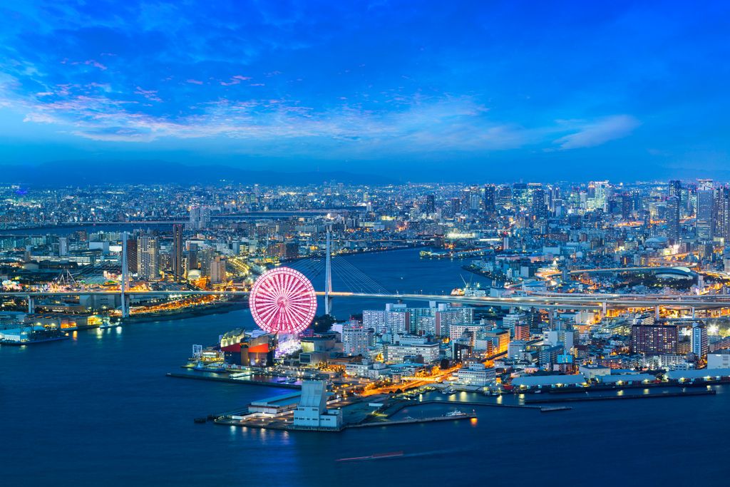 Osaka bay at dusk, Osaka Japan