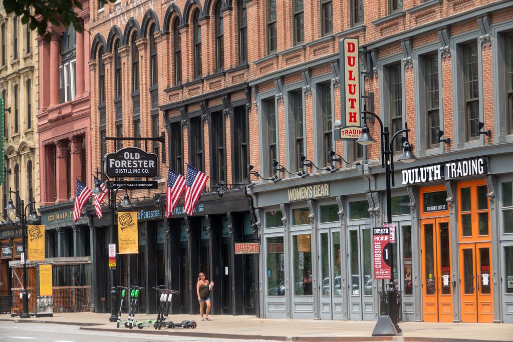 Walking along Main Street in Louisville, Kentucky