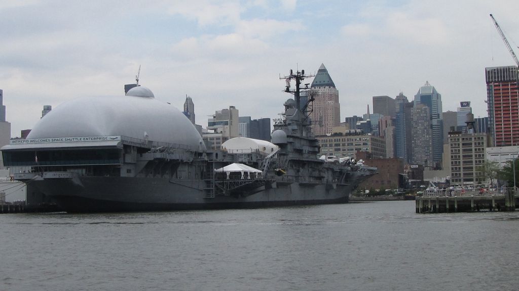 Aircraft Carrier in Intrepid Sea, Air and Space Museum in Hudson River in New York.