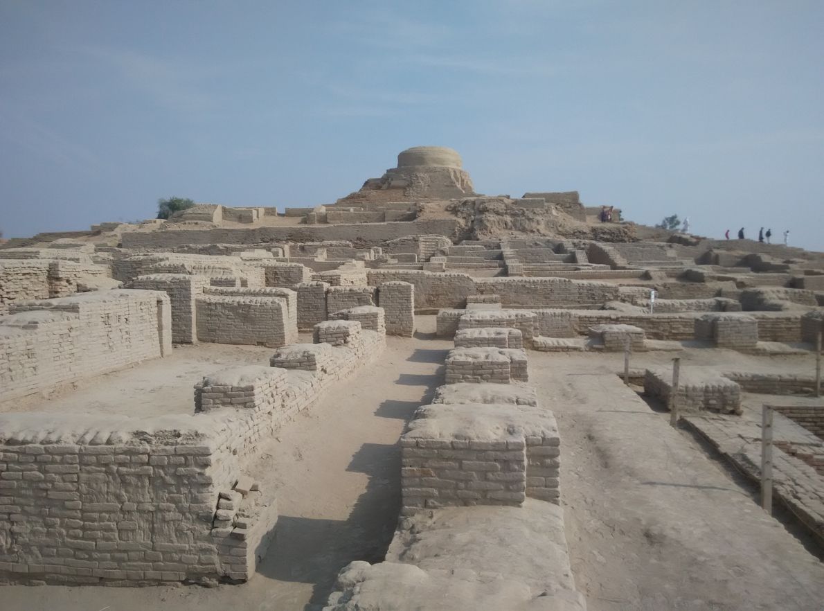Mohenjo Daro stupa. Remains and ruins of ancient city of indus valley civilisation