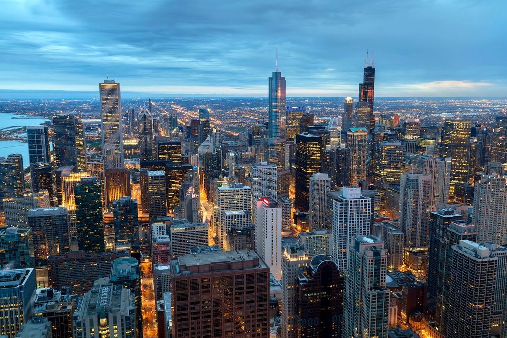 Chicago from Above at Dusk