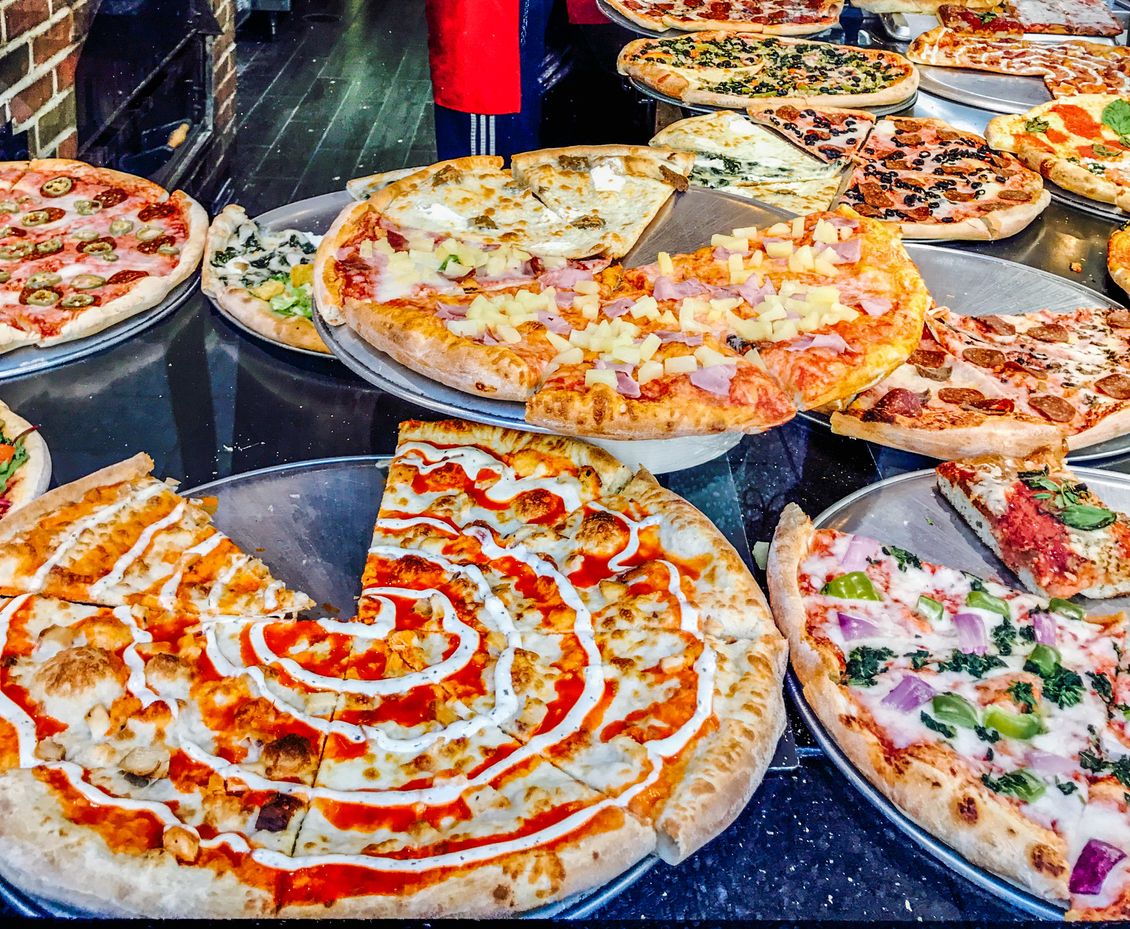 New York pizza display