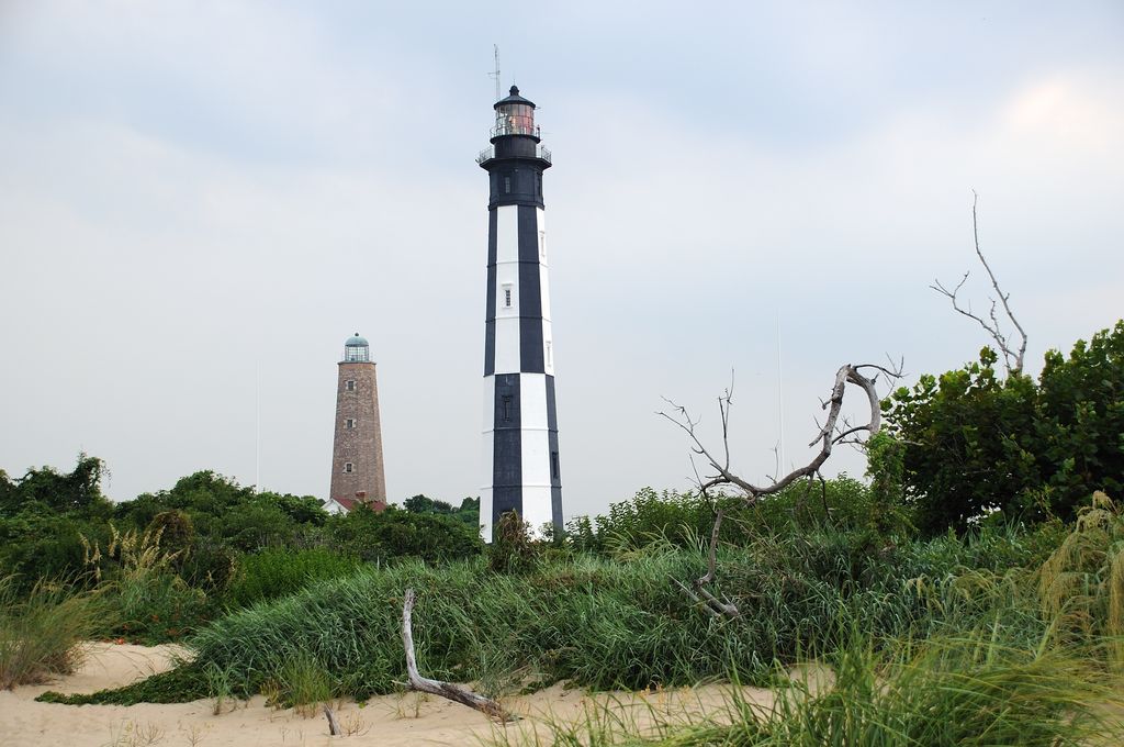 Old brick Cape Henry Lighthouse and new Cape Henry Lighthouse
