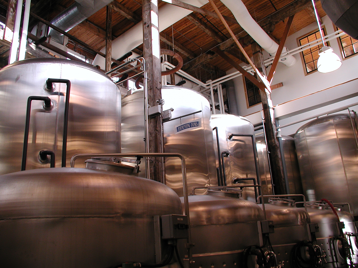 A close-up of barrels in a Toronto brewery.