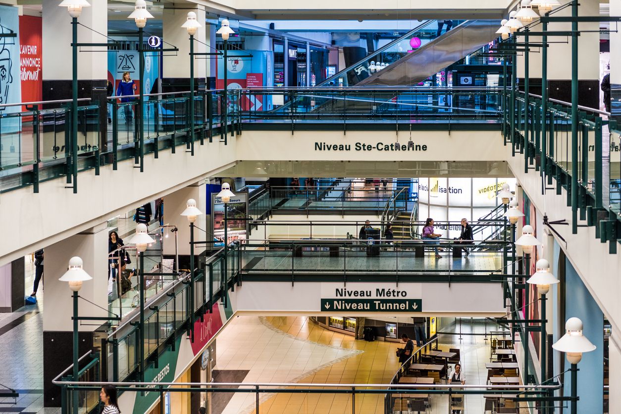 Underground city shopping mall in downtown area at Niveau Metro in Quebec
