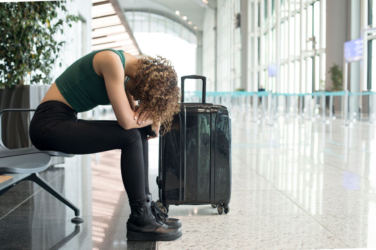 Waiting for a flight in airport.