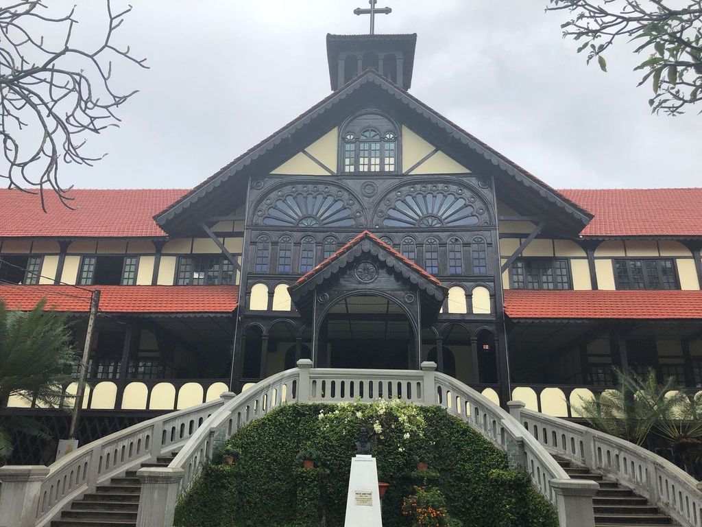 Bishop's House of Kon Tum view from the front locatd in Kon Tum, Vietnam