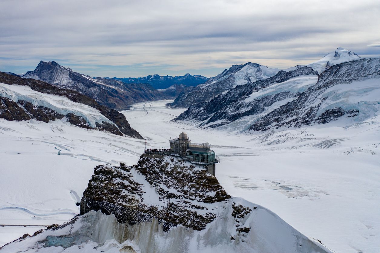 Aerial View of the Top of Europe, The Jungfraujoch, Switzerland