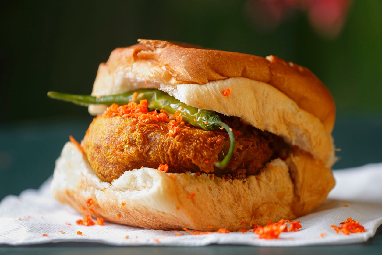 Vada Pav or Wada Pav,Indian Desi Burger famous in Mumbai