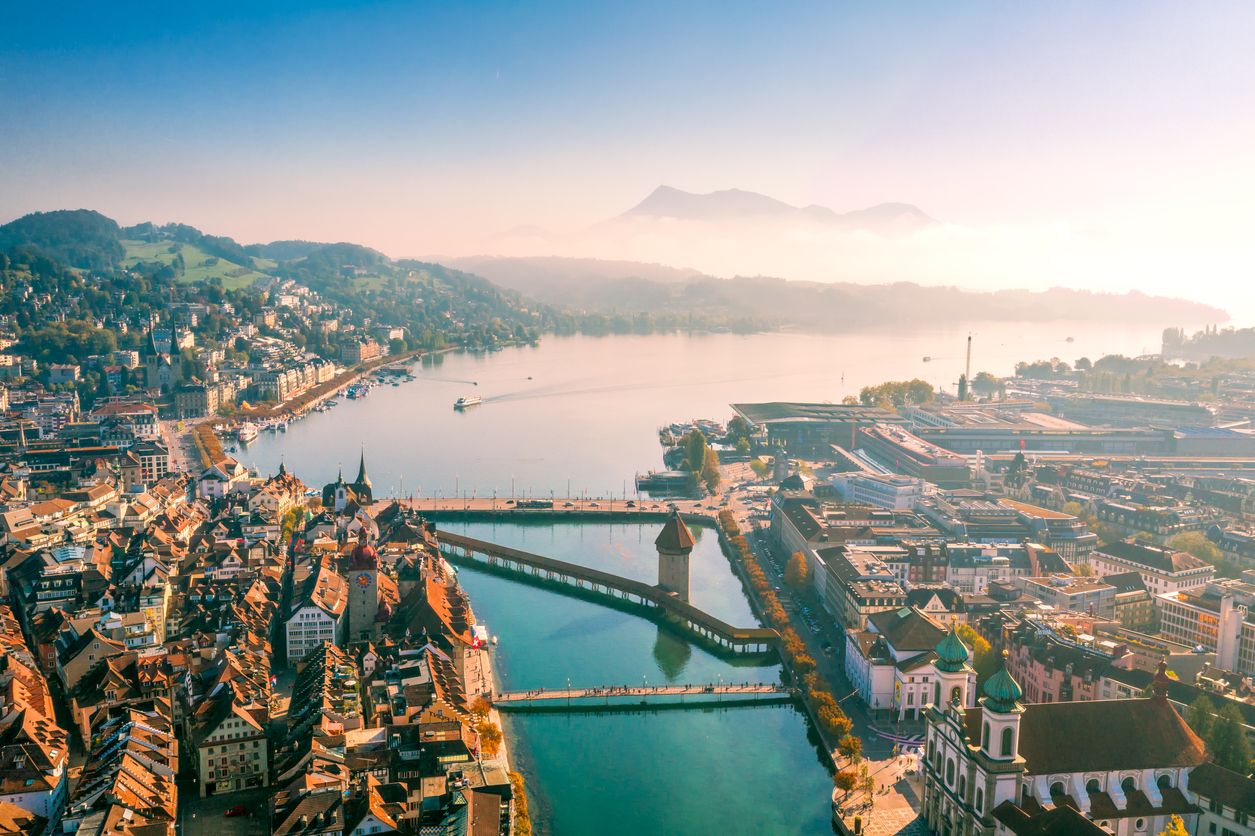 Aerial view of Lucerne old town, Switzerland