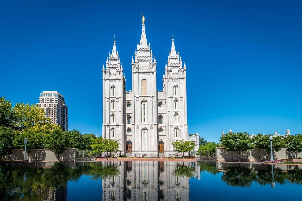 The Church of Jesus Christ of Latter-day Saints in Temple Square, famous landmark in Salt Lake City, Utah, USA.