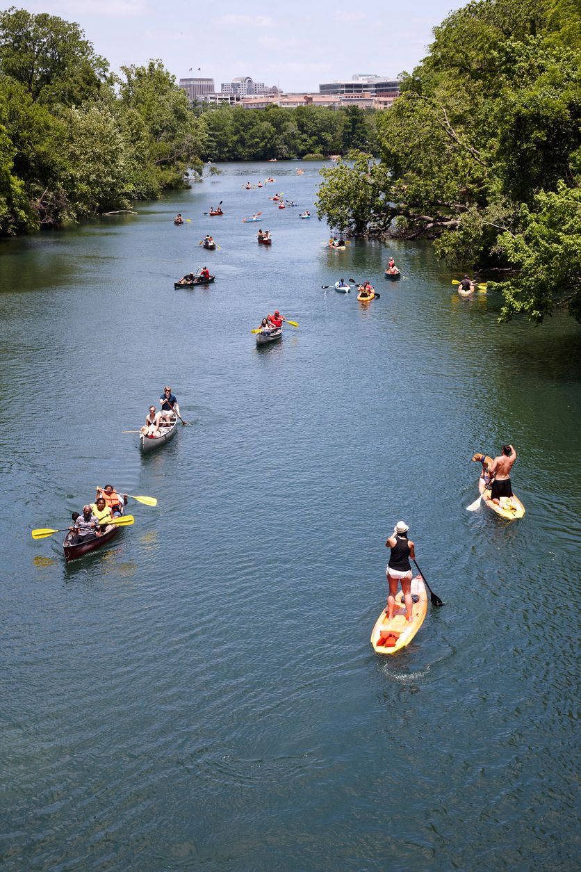 Boating on Lady Bird Lake in downtown Austin