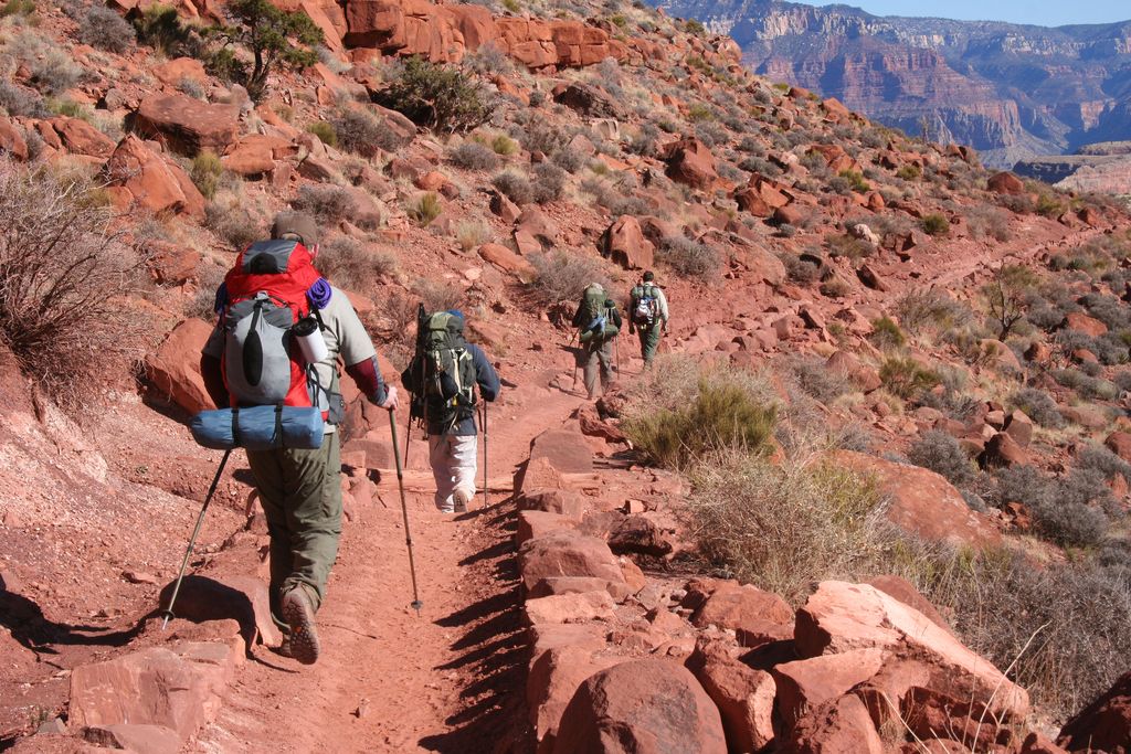 People hiking the South Kaibab Trail, Grand Canyon