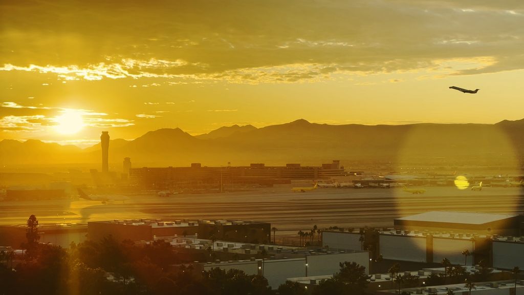 View from Hotel Window in Las Vegas, Nevada of Tarmac at McCarran International Airport