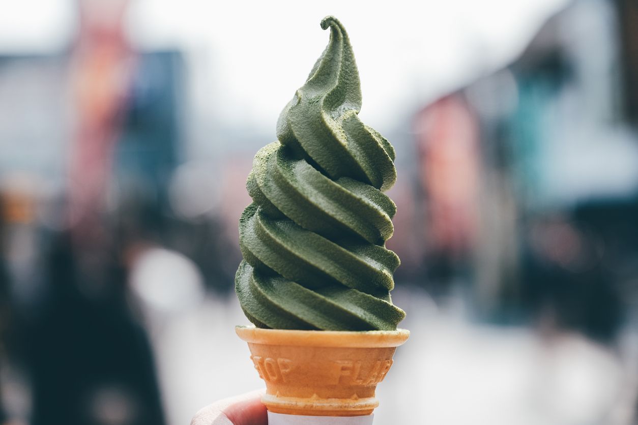 Matcha Green Tea Soft Serve Ice Cream in Uji, Kyoto, Japan